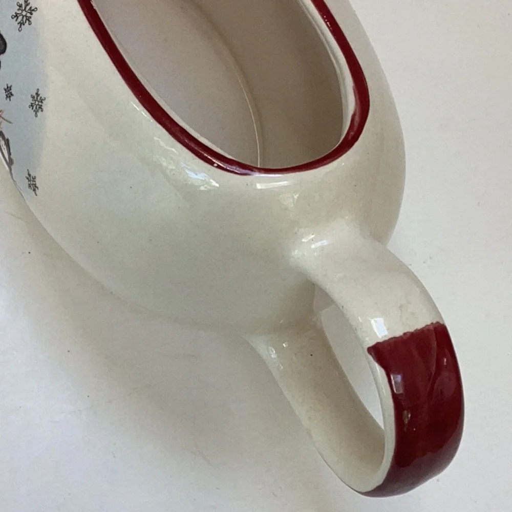 Royal Seasons Stoneware Snowman Family Large Sauce Pitcher Gravy Boat